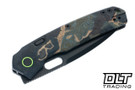 Vosteed Psyop - Canvas Rag Burl Blue Currant Micarta - Black Stonewash Elmax Drop Point Blade