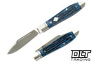 RoseCraft Blades Tanasi Lake Tear Drop - Blue Jigged Bone - Satin 14C28N Spear Point Blade