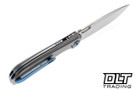 Poikilo Blade Gecko WS1 - Pearlescent Titanium - Blue Accents - Pearlescent Stonewash M398 Blade