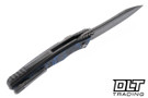 Hawk Talon M390 - Titanium Handle - Linear Blue CarboTi Overlay