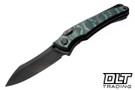 Hawk Talon M390 DLC - DLC Titanium Handle - Linear Teal CarboTi Overlay