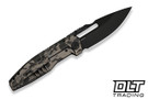 WE Knife Reveille 23057-3 - Desert Terrain Titanium - Drop Point Black Stonewashed M390 Blade with Black Brushed Flat