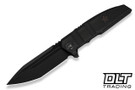 We Knife Breach 25077-2 - Black Titanium - Tanto  Black Stonewashed M390 Blade with Black Brushed Flat