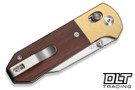 CIVIVI Knives Yonder Clip Point - Guibourtia Wood with Brass Bolsters - Satin 14C28N Blade