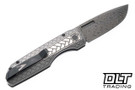 Pro-Tech Custom Vero Synapse 2 - Two Tone Blasted and Tumbled Herringbone Textured 17-4 Steel - Raindrop Damascus Blade