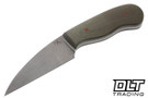 Corey Dunlap Wharncliffe Pocket EDC - Blasted & Tumbled AEB-L - OD Green Linen Micarta - Orange G-10 Pins
