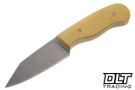 Corey Dunlap Reverse Tanto Pocket EDC - Blasted & Tumbled AEB-L - Antique Ivory Micarta - Brass Rivets