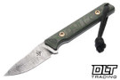 JP Bladesmithing Fang EDC Damascus - Jungle Wear FatCarbon Handle