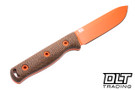 Hellbender Mudpup 4 - Burlap Micarta - Orange Cerakote MagnaCut Blade