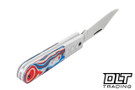 Case Crossroads XR Barlow - Stonewashed S35VN Blade - Red, White & Blue Burl G-10