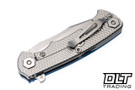 Hinderer Project X Clip Point S45VN - Stonewashed Titanium & Blade - Blue G-10