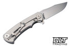 Hinderer Project X Clip Point S45VN - Stonewashed Titanium & Blade - OD Green G-10 - Back