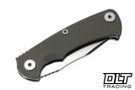 Hinderer Project X Clip Point S45VN - Stonewashed Titanium & Blade - OD Green G-10