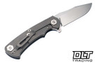 Hinderer Project X Clip Point S45VN - Working Finish Titanium - Stonewashed Blade - Blue & Black G-10 - Back