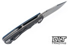 Hinderer Project X Clip Point S45VN - Working Finish Titanium - Stonewashed Blade - Blue & Black G-10
