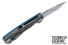 Hinderer Project X Clip Point S45VN - Working Finish Titanium - Stonewashed Blade - Blue G-10