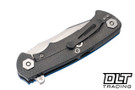 Hinderer Project X Clip Point S45VN - Working Finish Titanium - Stonewashed Blade - Blue G-10