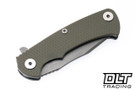 Hinderer Project X Clip Point S45VN - Working Finish Titanium & Blade - OD Green G-10