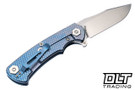 Hinderer Project X Clip Point S45VN - Blue Anodized Titanium - Stonewashed Blade - Blue & Black G-10 - Back
