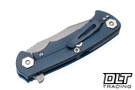 Hinderer Project X Clip Point S45VN - Battle Blue Anodized Titanium - Working Finish Blade - Blue G-10