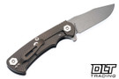 Hinderer Project X Clip Point S45VN - Battle Bronze Anodized Titanium - Working Finish Blade - Black G-10 - Back