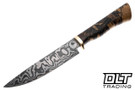 Bob Rankin Hunter - Low Layer Damascus - Brass Guard - Spalted Hackberry