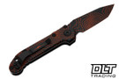 Microtech LUDT Gen III - Black and Orange Topographic Handle - Topographic Blade - Signature Series - 1136S-1TPBKORCS