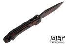 Microtech LUDT Gen III - Black and Orange Topographic Handle - Topographic Blade - Signature Series - 1136S-1TPBKORCS