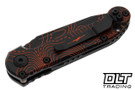 Microtech LUDT Gen III - Black and Orange Topographic Handle - Topographic Blade - Signature Series - 1136S-1TPBKORCS