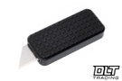 Rivery MFG Zero Utility Knife - Grid Pattern - Black Aluminum with Lanyard Hole