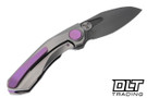 Reate Vulpex VK-FROK Elmax Hand Rubbed Acid Wash Blade - Wire Wheel Titanium - Purple Accents