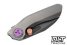 Reate Vulpex VK-FROK Elmax Hand Rubbed Acid Wash Blade - Wire Wheel Titanium - Purple Accents
