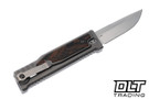 Reate EXO-M Elmax All Satin Drop Point - Orange & Black Damascus G-10