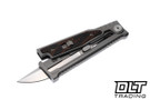 Reate EXO-M Elmax Stonewash Drop Point - Orange & Black Damascus G-10