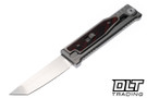 Reate EXO-M Elmax Stonewash Tanto - Red & Black Damascus G-10