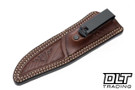 Hammer Down Forge Companion - Green Linen Micarta - Red Striped G-10 Accent - Brown Leather