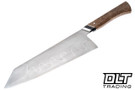 Rhymer Knives K Tip Gyuto 26C3 Hamon Blade - Satin Wood Burl & Buffalo Horn