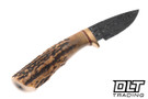 W.A. Surls Lil Wedowee Damascus - Bronze Guard - Leather Spacer - Sambar Stag