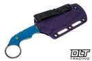 Black ROC Knives Vandal - Blue G-10 Ring - Reverse Tanto Hammered 80CRV2 - #E