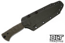 Black ROC Knives Small GutsFighter - Green G-10 - Bowie Hammered 80CRV2 - Tecklok Clip - #1