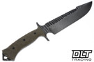 Black ROC Knives Fury - Green G-10 - Bowie Hammered 80CRV2 - #F