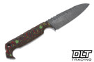 Black ROC Knives Joker - Red Multi-Colored G-10 - Drop Point Hammered 80CRV2 - #J5