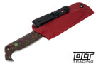 Black ROC Knives Joker - Red Multi-Colored G-10 - Drop Point Hammered 80CRV2 - #J5