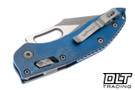 Microtech Stitch Ram-Lok - Antique Blue Anodized Slab Titanium - Apocalyptic Blade - Marfione Select - 169RL-10APMS2