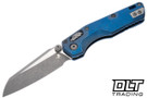 Microtech MSI Mini Ram-Lok - Antique Blue Anodized Slab Titanium - Apocalyptic Blade - Marfione Select - 210M-10APMS2