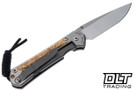 Chris Reeve Small Sebenza 31 - Polished Titanium & Blade - Box Elder Inlay - #65 - Back