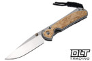 Chris Reeve Small Sebenza 31 - Polished Titanium & Blade - Box Elder Inlay - #68