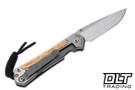 Chris Reeve Small Sebenza 31 - Polished Titanium & Blade - Box Elder Inlay - #68 - Back