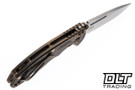 Hinderer 250th Anniversary 3.5" XM-18 Non Flipper Fullered Spear 20CV - Tumbled Bronze Anodized Titanium - Stonewashed Blade - Delaware Crossing Titanium Scale