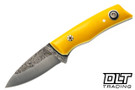Fiddleback Forge Chicapea - Yellow Linen Micarta - Mosaic Pins - Tapered A2 Blade